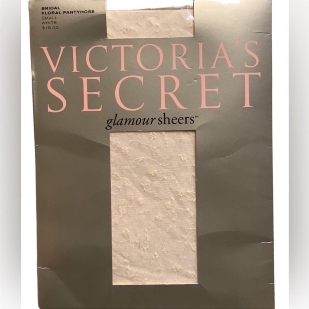 Victoria’s Secret Glamour Sheers Bridal floral pantyhose Size Small White New